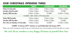 Christmas Opening Hours